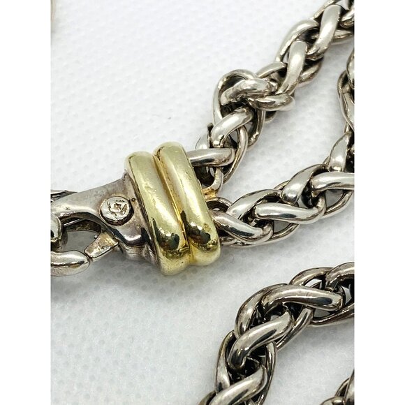 David Yurman Albion Double Chain Wheat Onyx Necklace Sterling Silver 925 14K 585 - Picture 5 of 16